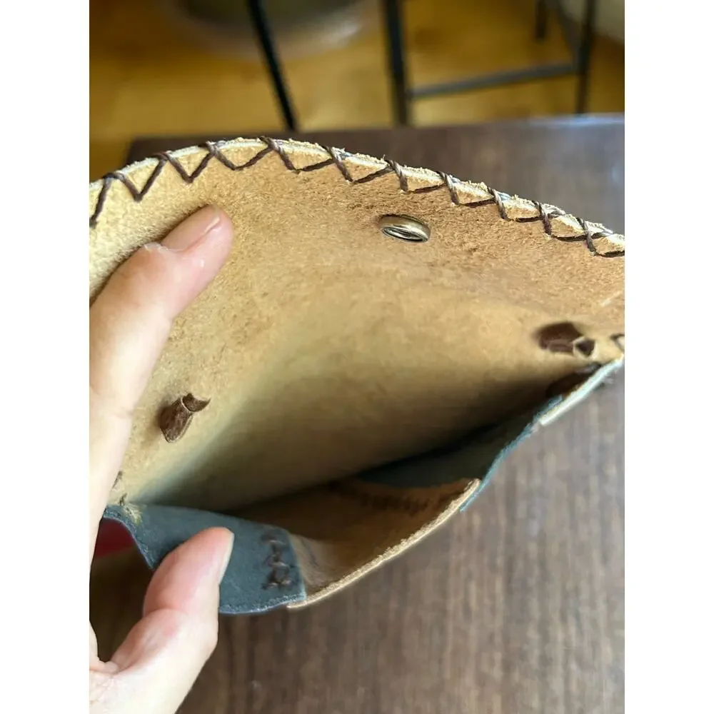 Vintage patchwork leather crossbody whipstitching bag purse